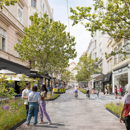 Visualisierung der verkehrsberuhigten und begrünten Tuchlauben