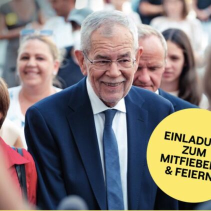 Foto von Alexander Van der Bellen bei einer Wahlkampfveranstaltung