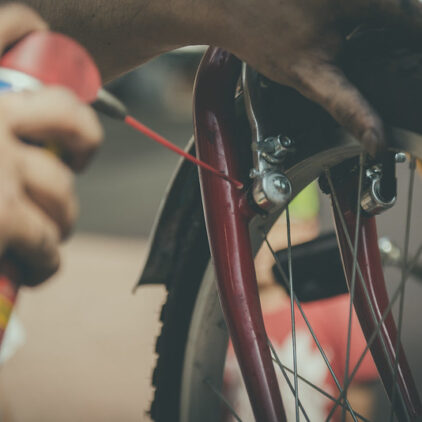 Foto einer Fahrradreparatur