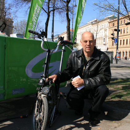 Foto von Christoph Chorherr bei der Grünen Radrettung