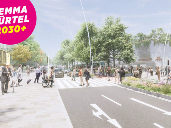 Visualisierung die unsere Vision von einem klimafitten Gürtel beim Westbahnhof zwigt