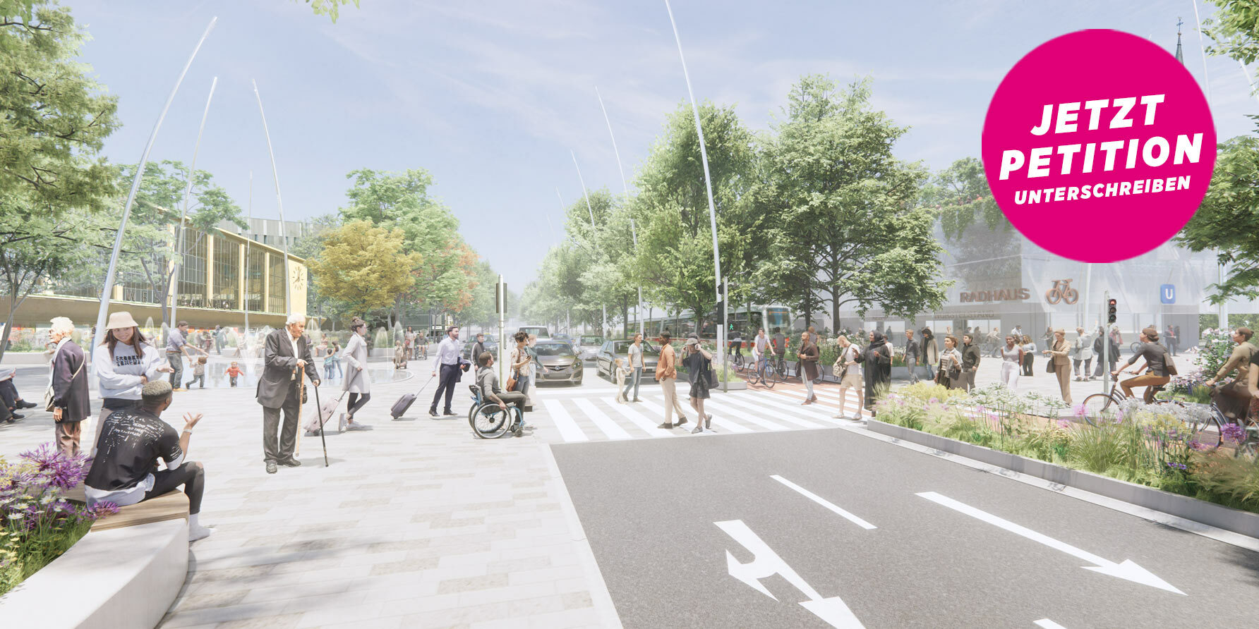 Visualisierung eines Entwurfes für einen begrünten Gürtel am Beispiel des Platzes vor dem Wiener Westbahnhofes