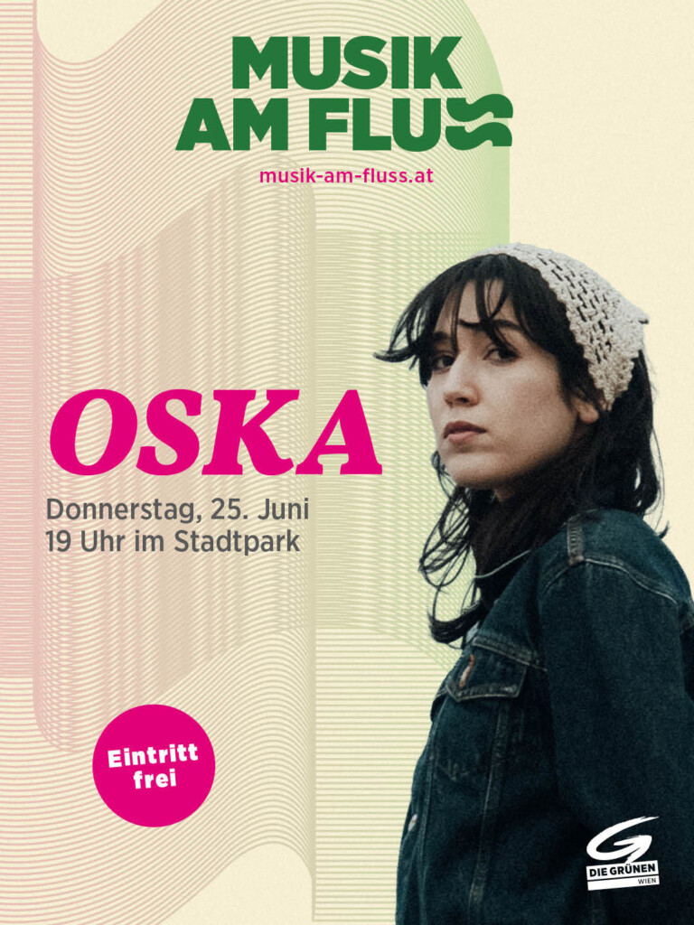 Plakatsujet OSKA bei Musik am Fluss am 25.6.2026 im Stadtpark