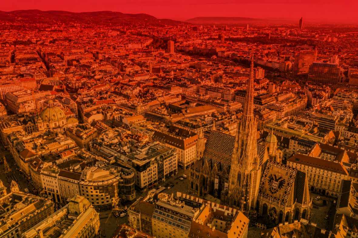 Grafik von Wien in roten Farben