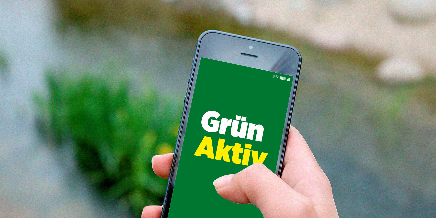 Foto eines Smartphones mit der ge&ouml;ffneten Gr&uuml;nAktiv App